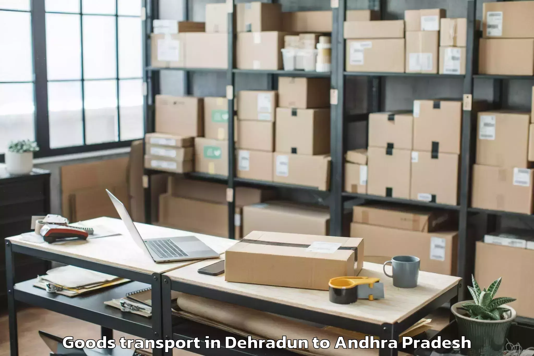 Reliable Dehradun to Nidamanur Goods Transport